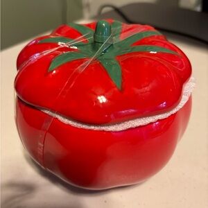 Tomato Shaped Ceramic Container. Ceramic jar.  For your Tomatoe or trinket jar